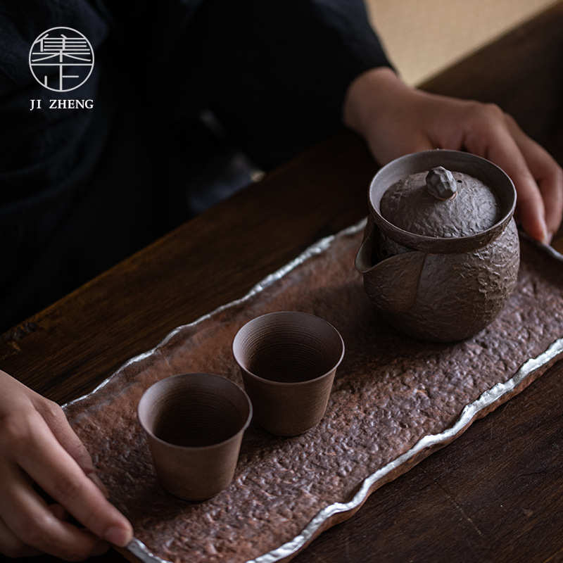 原矿老岩泥无釉粗陶手抓壶 茶室仿柴烧宝瓶功夫茶具泡茶壶单壶