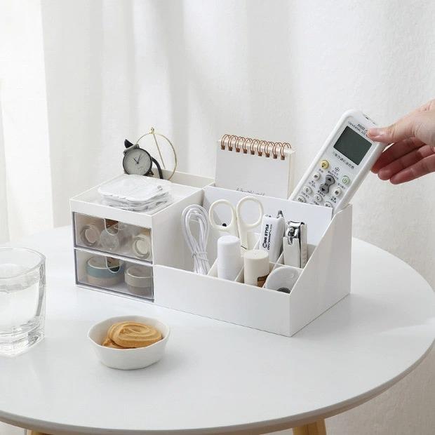 多功能桌面抽屉式分格置物收纳储物盒简约文具笔筒整理大容量置物