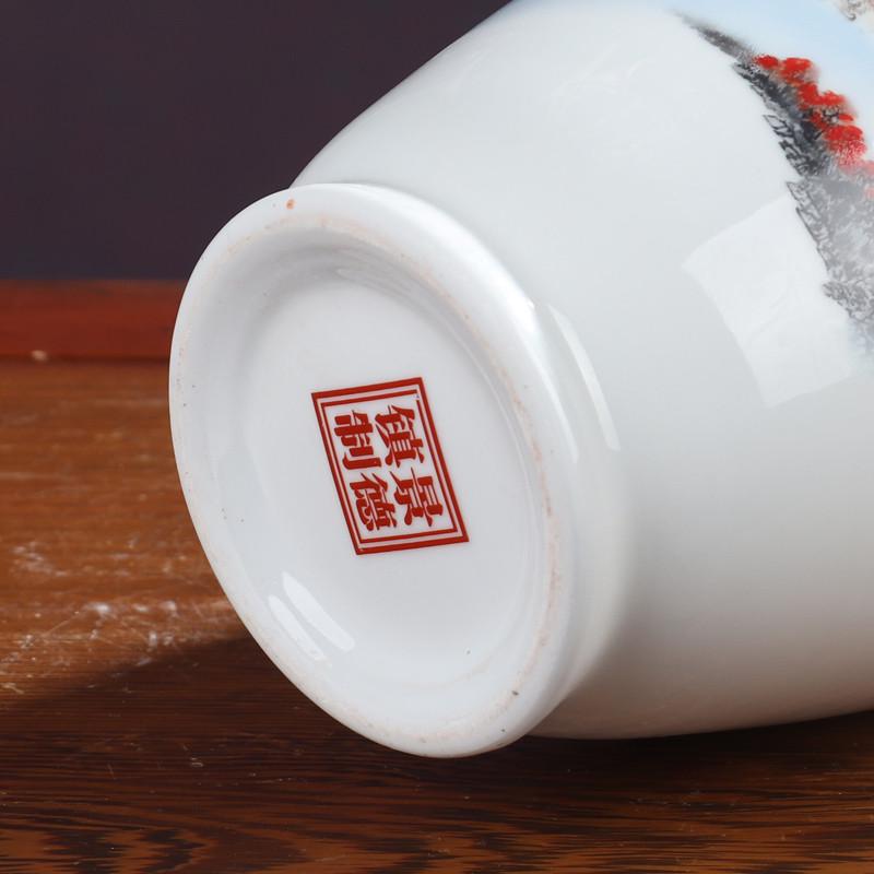 鸿运当头景德镇陶瓷器花瓶摆件客厅插花青花家居新中式酒柜装饰品