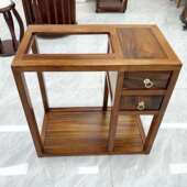 南美胡桃木茶水台985水茶柜水壶家用车一体功能实木茶边柜移动多