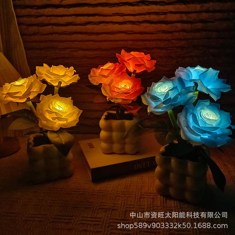 玫瑰小夜灯卧室床头睡眠气氛围感夜光花束花朵台灯装饰摆件创意