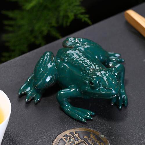 创意紫砂茶宠青蛙摆件家用室内假山盆景鱼缸造景桌面装饰陶瓷摆件