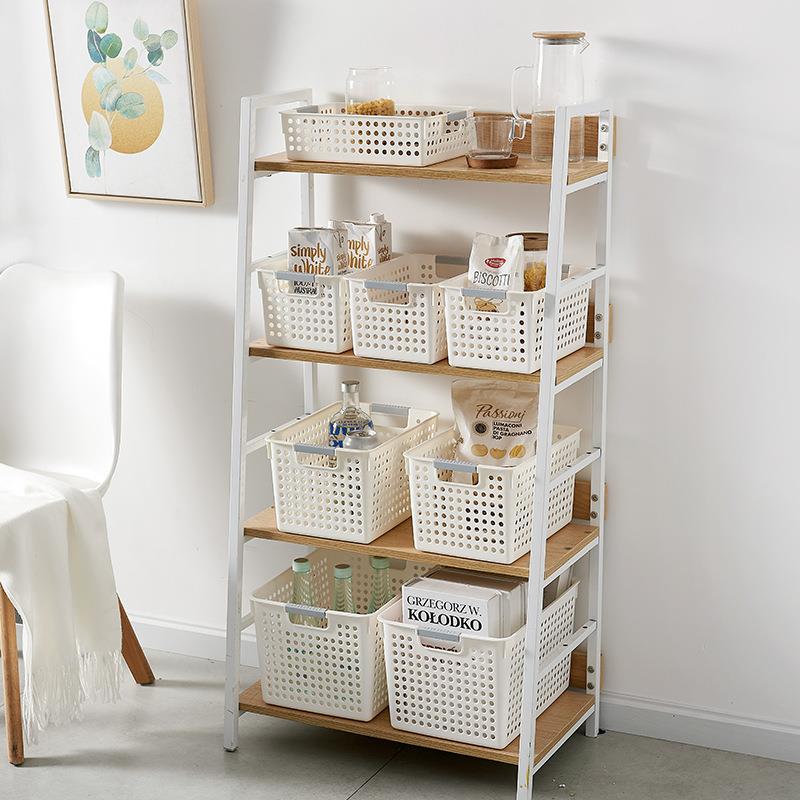 加厚收纳框长方形收纳篮蓝色厨房浴室收纳盒塑料收纳筐桌面置物篮