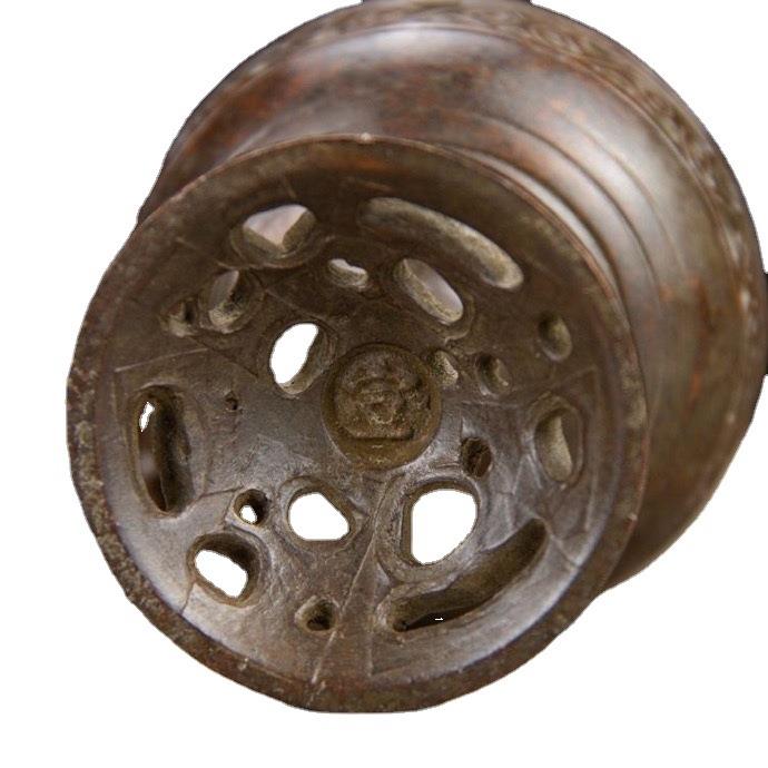 仿古紫铜色合金小号玄纹博山炉摆件收藏香薰炉摆件家居工艺品摆设
