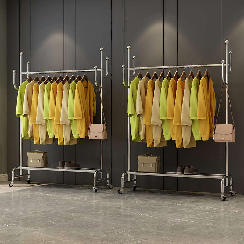 不锈钢轻奢衣帽架落地卧室家用衣架置物架客厅晾凉挂衣架简易带轮