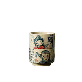 草木灰手绘茶杯个人专用高档功夫茶主人杯情侣款一对陶瓷茶盏套装