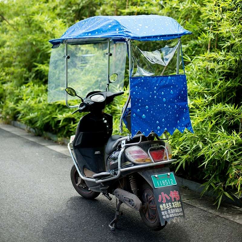 电动摩托车雨棚蓬布新款电瓶车挡风罩防晒遮阳伞防雨布可拆卸