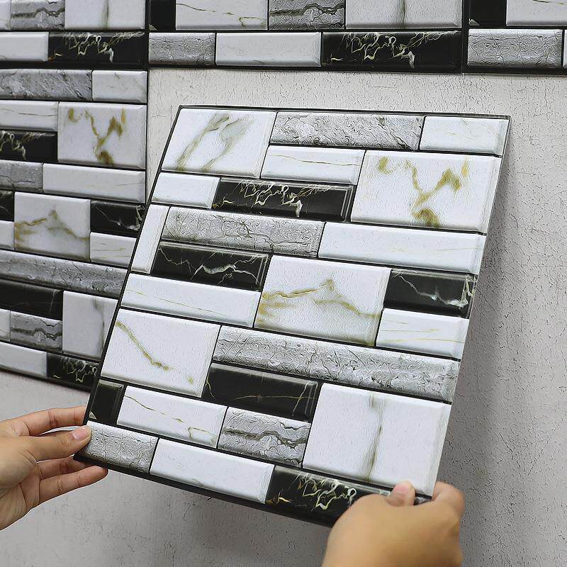 大理石纹墙贴3D立体贴纸自粘墙纸创意背景墙护墙装饰餐厅翻新