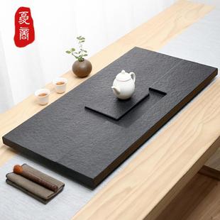 整块乌金石茶盘家用简约天然大号石头茶海排水茶台石材功夫茶具托