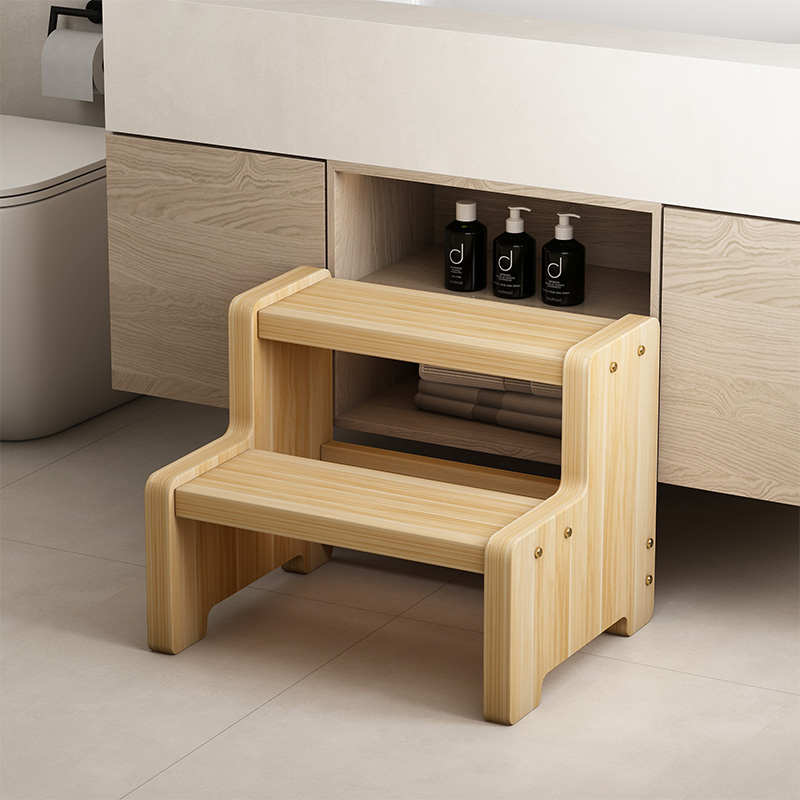 ZQ实木台阶楼梯木梯子梯凳家用2步梯子爬梯登高梯3小梯子活动两木