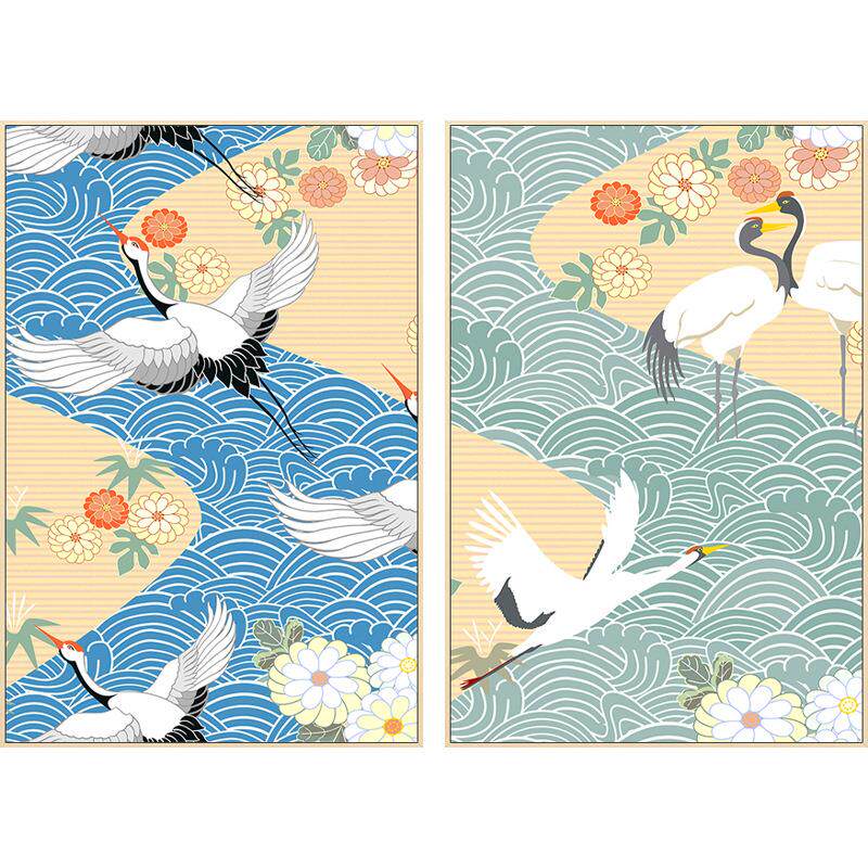 日式风格仙鹤挂画墙面装饰画日本茶室和风榻榻米居酒屋日料店壁画
