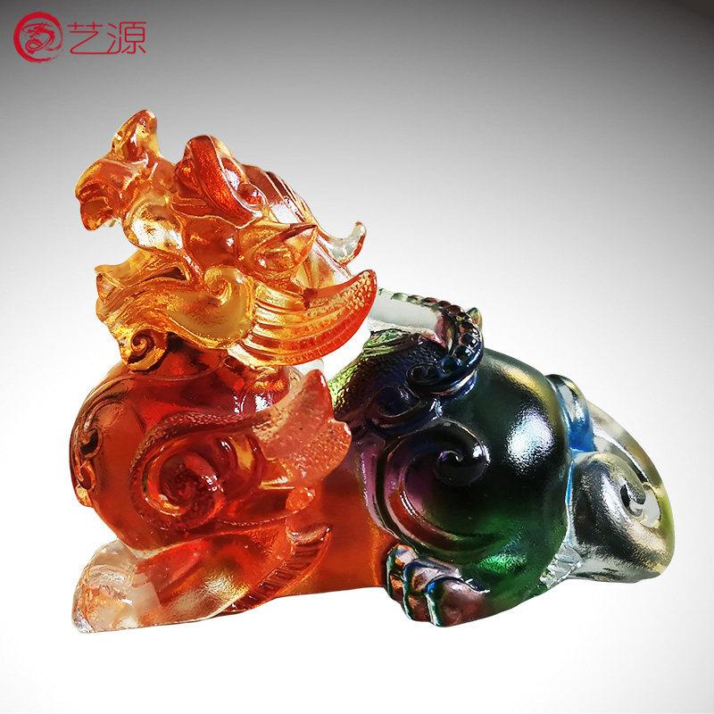 琉璃貔貅招财摆件办公室桌面客厅玄关家居装饰品上市乔迁开 业礼