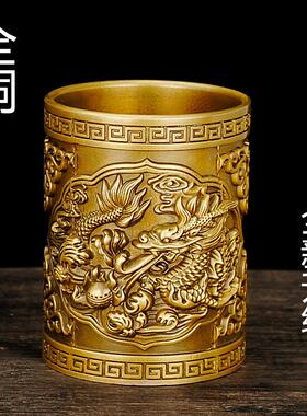 笔筒纯铜摆件龙马鹰办公室桌面书房客厅送礼创意装饰品摆设烟灰缸