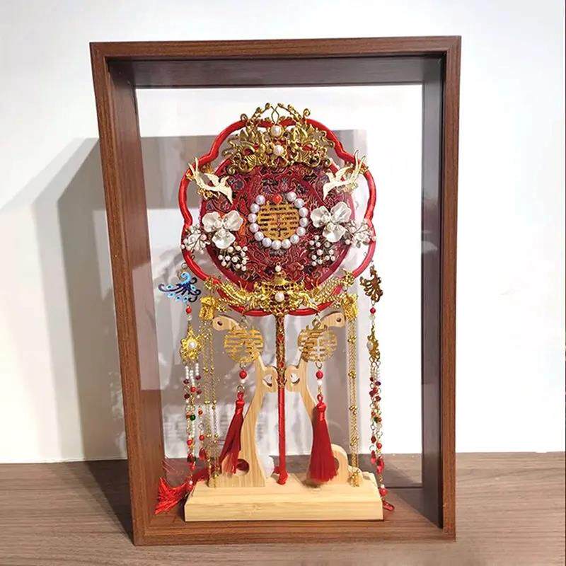 团扇透明展示盒新娘团扇结婚礼物闺蜜中式婚礼礼物中空双面透明团