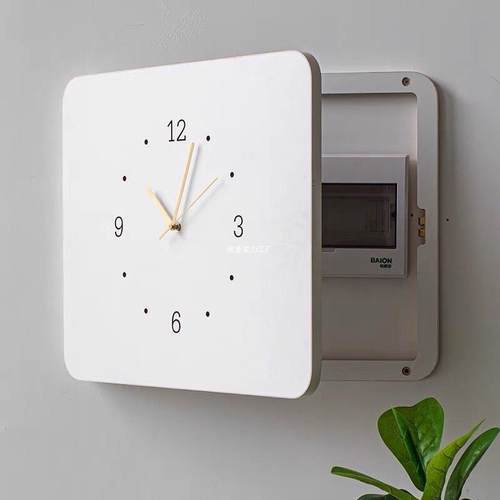 北欧钟表电表箱遮挡装饰画客厅强电箱遮挡遮丑免打孔真时钟