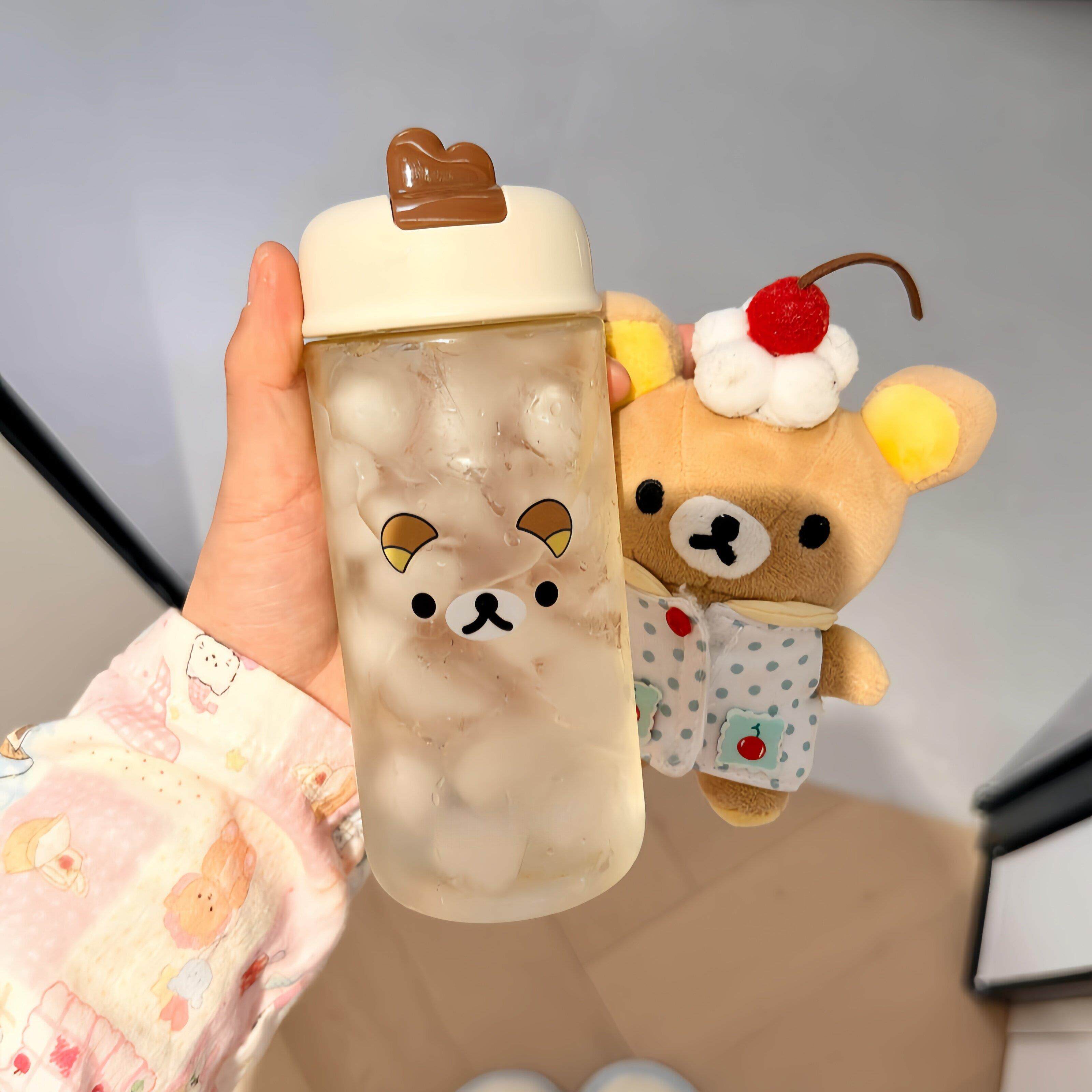 熊变水杯了~轻松熊水杯夏季便携外带冷泡茶杯diy学生大容量吸管杯