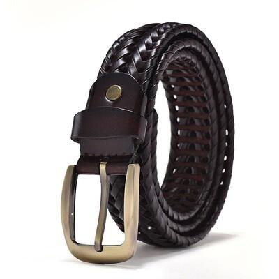 Men Genuine Leather Braided Belts Webbing High Quality Braid