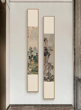 厂直销新中式入户玄关书房家客山厅竖长条装水国画9652452饰画
