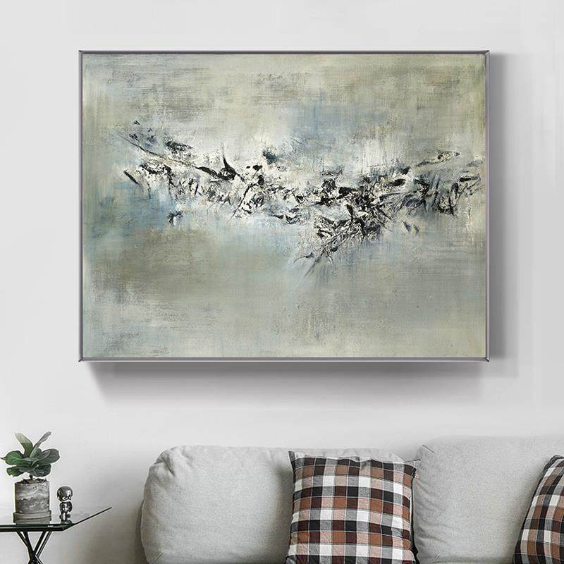 赵无极抽象画后现代手绘油画大芬村油画艺术沙发画轻奢装饰画客厅