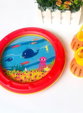 新款红色海浪鼓婴幼儿沙锤笼铃铛儿童金宝贝早夫教具击乐奥尔音打