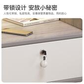 带纹锁床约头保险柜家用柜现代简客厅储物柜仿实带锁床头木迷你小