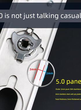 304不锈钢防盗门锁套装门把手锁本体木门锁门机械锁家用c级锁气缸