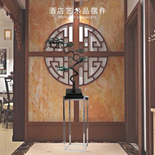 厂家现货家居装饰品脱蜡铸造迎客松铸铝树雕塑酒店艺术品摆件