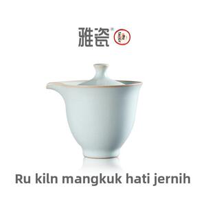 雅瓷 汝窑清心盖碗 陶瓷单人泡茶手抓壶大号汝瓷茶碗带盖单个