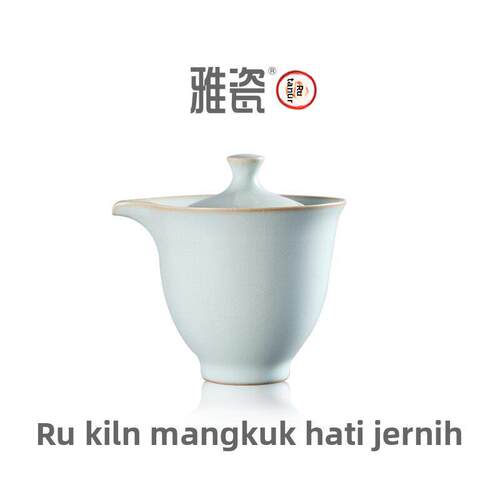 雅瓷 汝窑清心盖碗 陶瓷单人泡茶手抓壶大号汝瓷茶碗带盖单个
