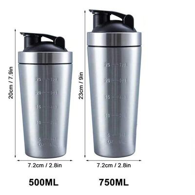 Stainless Steel Protein Shaker Cup Portable Fitness Sports M