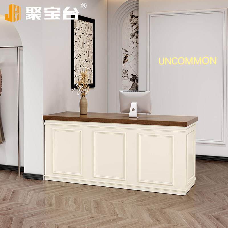 欧式女装店吧台收银柜台服装店法式烤漆前台接待台美容院柜台简约