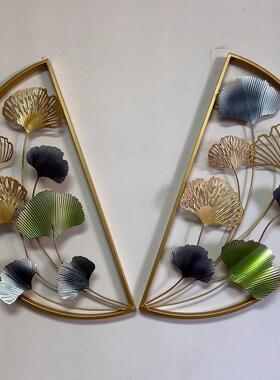 新中式银杏叶墙上装饰品客厅玄关立体圆形墙面挂件简约大铁艺壁挂