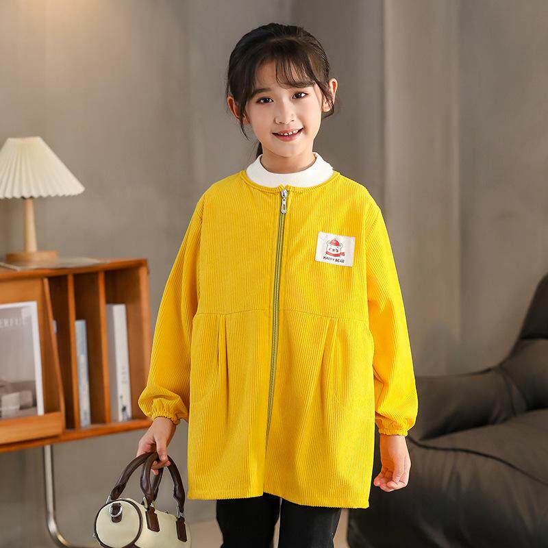 儿童罩衣中大童冲锋衣男女孩秋冬防水防风衣幼儿园画画衣2024新款