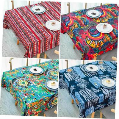 餐桌布 Tablecloth printed cotton linen table cloth rectangle
