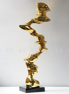 现代简约摆轻奢玻大璃钢电镀艺术件酒店厅入户玄塑关冉冉上升电视