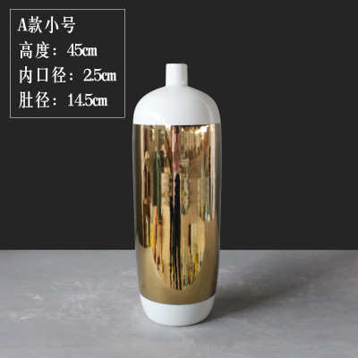 客厅落地工艺大瓶陶瓷落地花瓶摆件风格欧式描金花瓶花器装饰家用