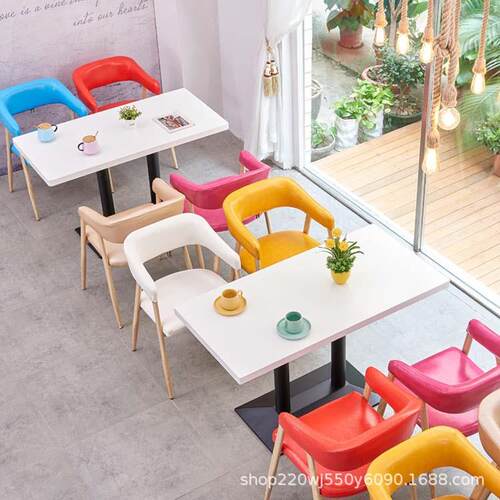 奶茶甜品店桌椅西餐厅咖啡厅清新休闲餐厅餐桌椅茶餐厅桌椅组合
