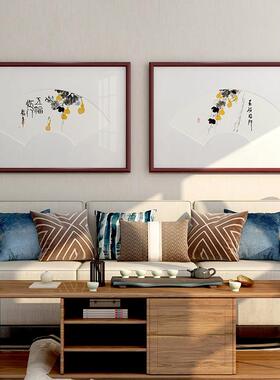 网红白石事事画如画意柿子新中式餐厅挂画吉装齐饰客祥厅背景墙面