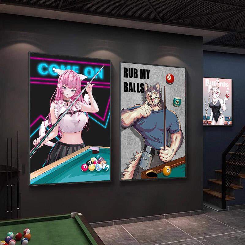 台球厅装饰画创意搞怪动物灯画娱乐会所桌球室俱乐部墙面发光挂画图片