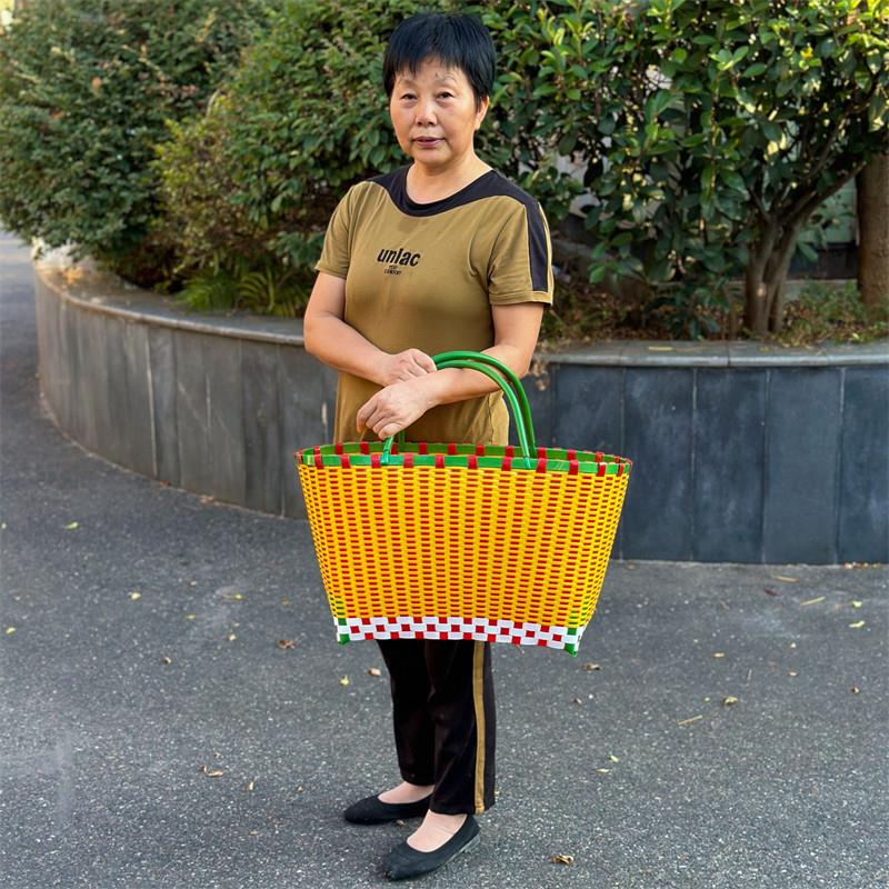 钢化塑料提篮编织收纳筐编浴筐手提篮洗野餐沐浴水果采摘篮买菜篮