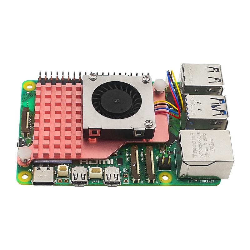 树莓派5代风扇散热器Raspberry pi5纯铜材质散热片鼓风机散热风扇