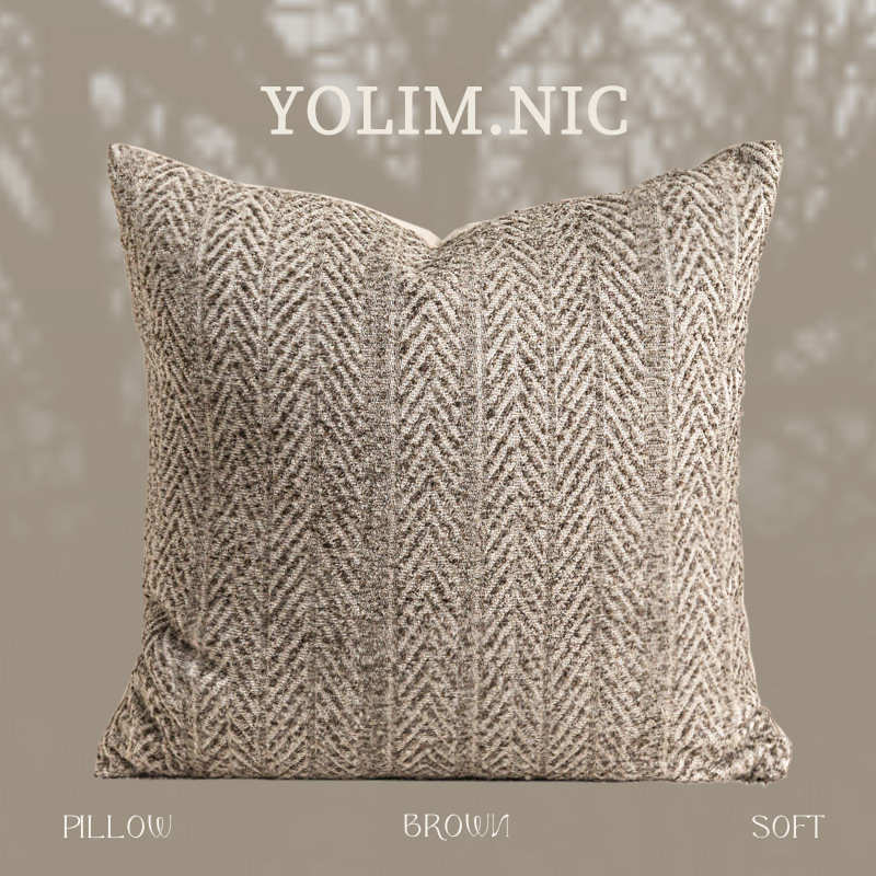 现代侘寂风奶咖色羊毛棉麻抱枕客厅沙发靠垫酒店民宿装饰靠枕腰枕