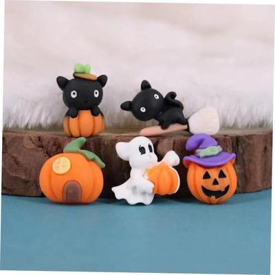 10Pcs New Cute Mini Cartoon Halloween Cat Flat Back Resin