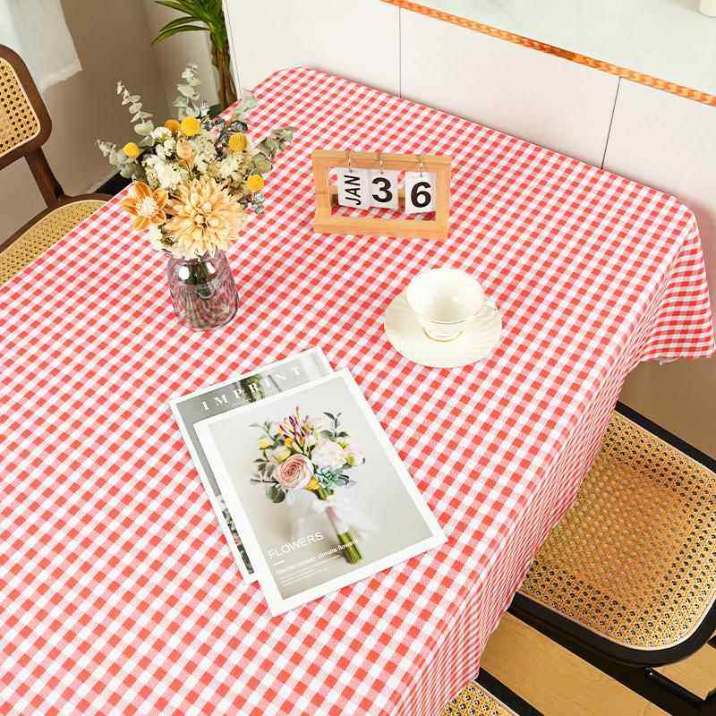 高档小清新格子桌布长防水防油免洗ns风桌布PVC简i约方形茶几桌餐