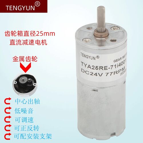 微型有刷永磁直流6V12V24V减速电机马达机器人电机中心轴TYA25RE