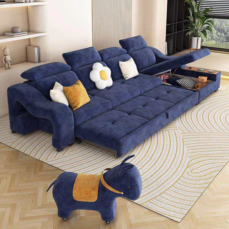 雪尼尔奶油风沙发床伸缩两用2026新款小户型客厅多功能一体网红款