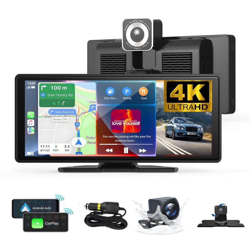 跨境行车记录仪10.26寸车载carplay蓝牙投屏4K高清双录中控台安卓