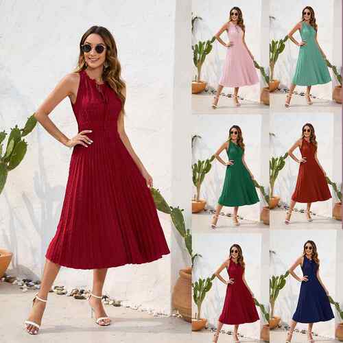 Lace up high waisted pleated ball dress sleeveless