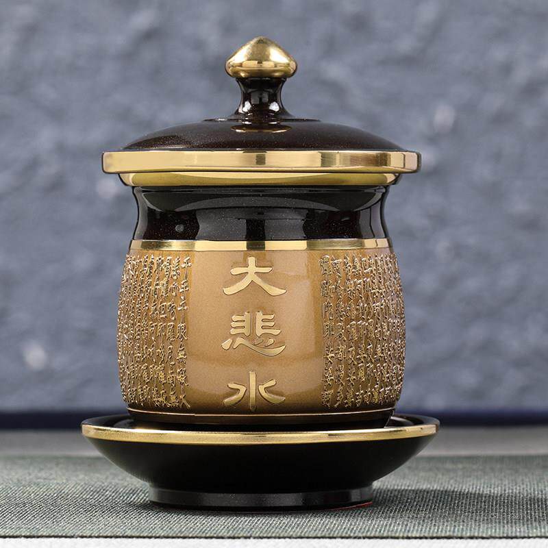 台湾纯铜大悲咒供水杯供佛杯家用圣水杯观音心经杯特大号大悲水杯