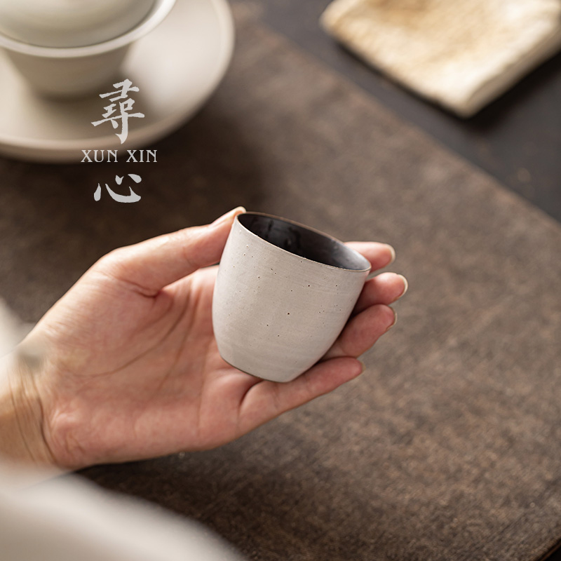 寻心创意粉引功夫茶杯品茗杯陶瓷主人杯单杯家用茶具个人专用茶盏